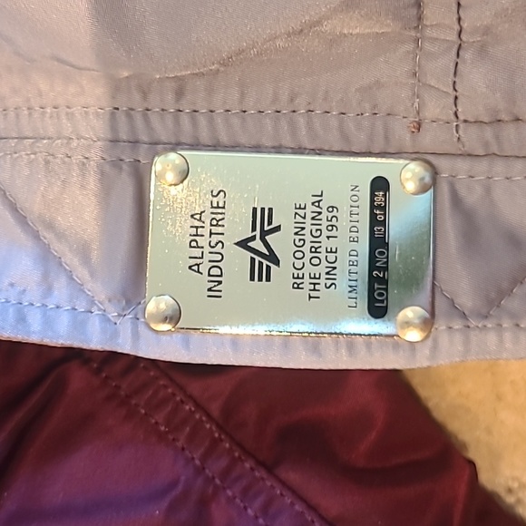 Alpha Industries Pink Maroon Bomber Jacket, Sz S - Picture 3 of 9